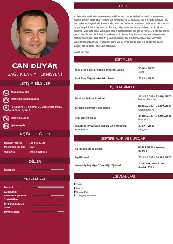 Hasta Bakıcı Cv Örnekleri cv indir